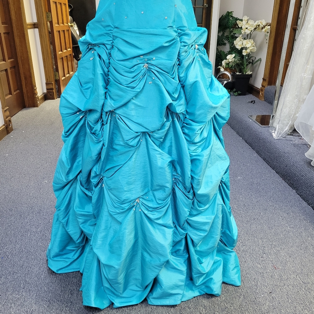 MORI LEE Barbie Flamingo Pink BALLGOWN DRESS Long pick-up pleats 8 - Picture 5 of 13